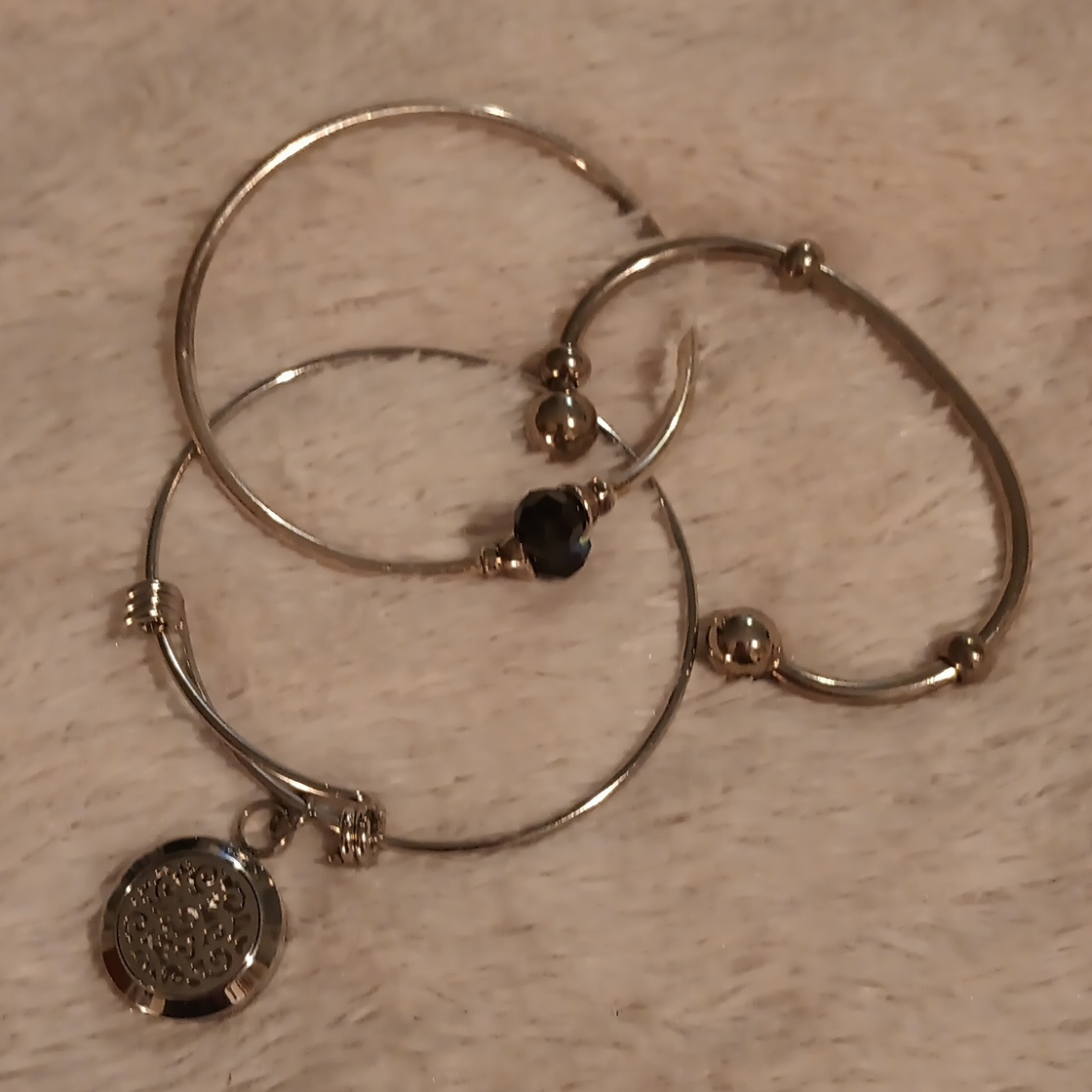 Multiple Silvertone Bangle Bracelets